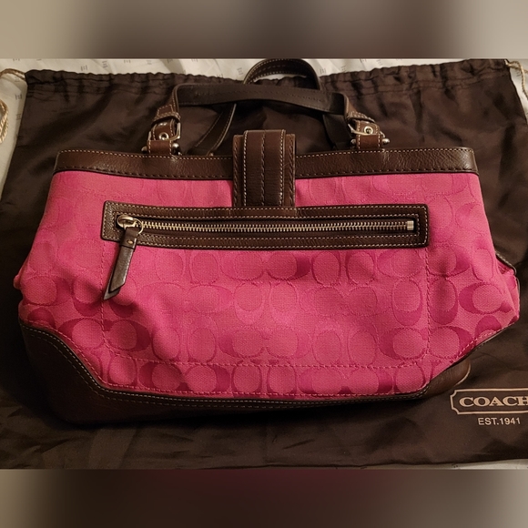 Coach Magenta and brown leather purse - Picture 6 of 6